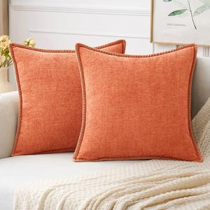 MIULEE Pack of 2  Pillow Covers 20x20 Inch Farmhouse Decorative Throw Pillow Covers with Stitched Edge Soft Chenille Solid Dyed Couch Pillow Covers for Sofa Bed Living Room