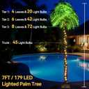 Ledido 7FT Lighted Palm Trees for Outside Patio, 179LED Palm Tree Outdoor with 5 Coconuts Bendable Leaves Waterproof, Artificial Fake Trees for Pool, Yard, Deck, Home, Party, Indoor Christmas Decor