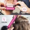 Terviiix Mini Flat Iron for Bangs Short Hair Edges, 1/2 Inch Small Ceramic Hair Straightener and Curler 2-in-1, Travel Flat Iron with Dual Voltage, 430F Fast Heat, Pouch - Pink