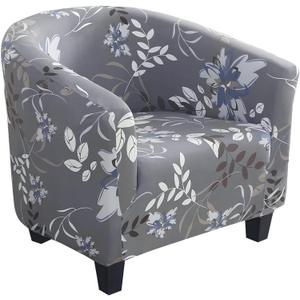 SearchI Club Chair Slipcover Stretch Barrel Chair Covers Printed Tub Chair Slipcovers Soft Spandex Armchair Sofa Cover Removable Couch Furniture Protector Arm Chair Cover for Living Room(Flower 4)