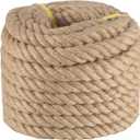 Twisted Manila Rope 1 in x 50 ft Jute Ropes Thick Hemp Rope for Railing Docks Tug of War Decorating Crafts Nautical Landscaping Swing Hammock
