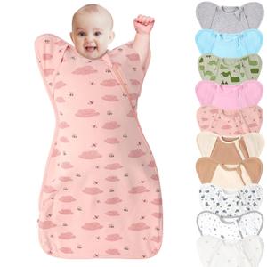3-Way Wearable Swaddle Blankets Sleep Sacks with Arms Up, Hands Up Sleeping Sack Easy Diaper Changing Sleeping Bag for Baby Boy Girl Newborns Transitions to Arms-Free Calms Startle Reflex (M ( 3-6 Months, 14-20 lbs ), Bee Butterfly)