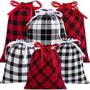 Partunay Pack Of 6 Christmas Red And Black 7×9 Candy Bag Drawstrings Present Xmas Gift Christmas Bags For Kids Return Gift