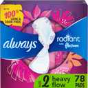 Always Radiant Feminine Pads for Women, Flexfoam Pads with Wings, Size 2, Heavy Absorbency, Lightly Scented, 26 Count x 3 Packs (78 Count total) (Packaging May Vary) (Heavy (Size 2))