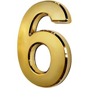 4 Inch Mailbox Number #6 or 9, 3D Address Letter Stickers - Gold Shiny and Bright
