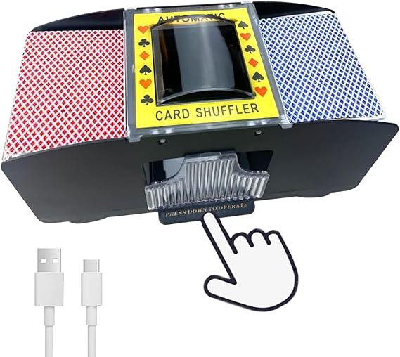 2-Deck of Playing Cards Automatic Card Shuffler - Battery Powered Electric Card Mixer for Home Game Nights