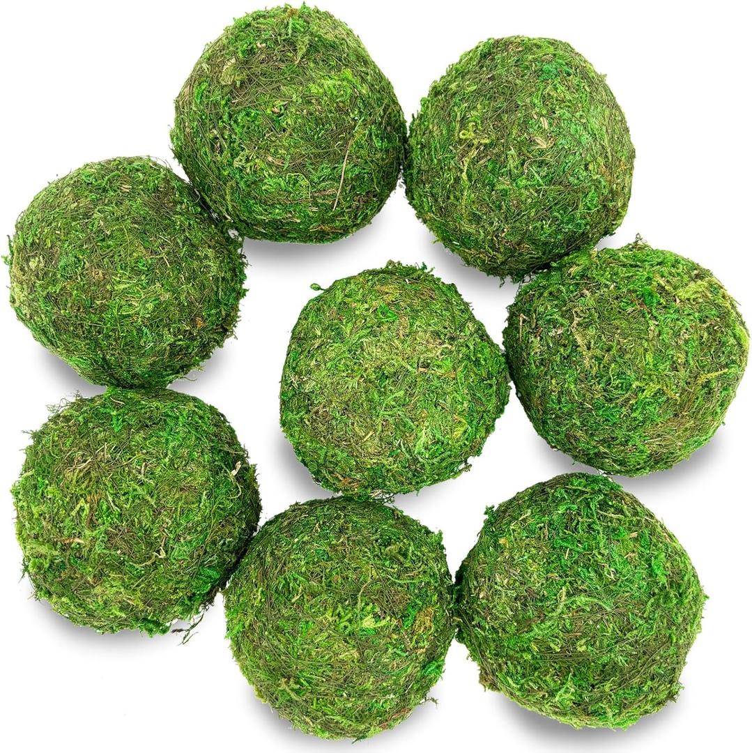 Moss Balls Decorative for Bowls,Handmade Large Moss Decorative Balls for Vase Fillers Home Garden Party Wedding Patio Decors (3.55"-Set of 8)