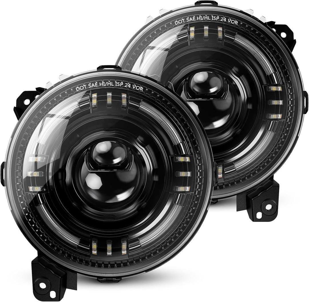 SUPAREE DOT Round LED Headlights with DRL and Hi/Lo Beam, 1000% Brighter 9 Inch HeadLight Assembly, Dual Beam Lens Anti-glare Headlight for 2018+ Jeep Wrangler JL JLU 2020+ Jeep Gladiator JT, 2Pcs