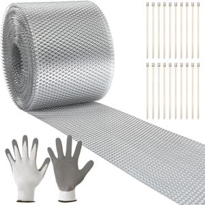 Tandefio Gutter Guard 4 Inch x 60 Feet Aluminum Guards Mesh Leaves Filter Gutter Cover Screen DIY Protection Netting Roll with 20 Fixed Cable Tie and Anti Scratch Gloves for Leaves Twigs (Silver)