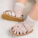 Meckior Baby Toddler Infant Girls PU Leather Soft Open Toe Summer Sandals Flower Princess Flat Shoes (Pink)