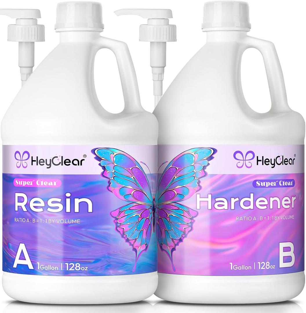 2 Gallon Epoxy Resin Kit with Pumps, Crystal Clear and Hard Upgraded 2 Part Resin and Hardener for Casting Coating, Countertop, Table top, Art DIY Handcraft Jewelry