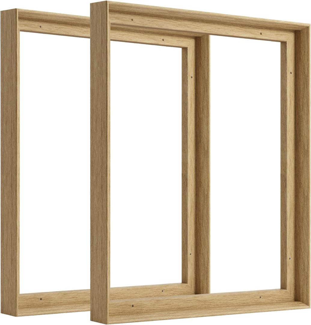 Canvas Frame for 11x14 Art Prints Oil Paintings, 2 Pack 0.9" Deep Floating Frames for Plants Landscape Portrait Living Room Fireplace Decor, Horizontal or Vertical Display (Natural Woodgrain)