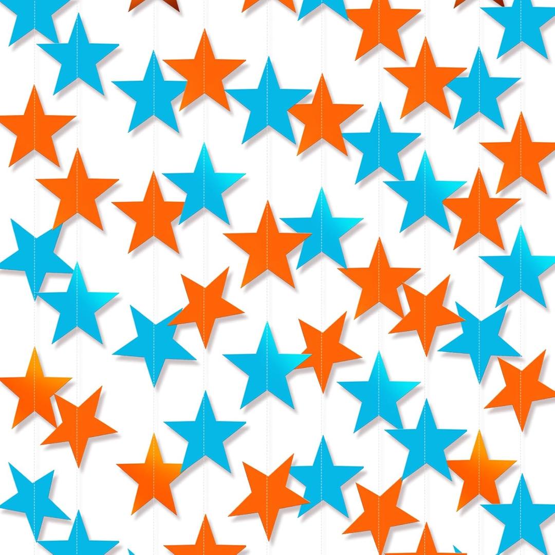 10 Pcs The Life of a Birthday Girl Party Decorations 130 ft Orange and Teal Star Hanging Garland Banner The Life of a Birthday Girl Themed Party Supplies for Wedding Bridal Shower Decoration