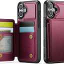 Vinich for iPhone 16 Plus Wallet Case with Card Holder, RFID Blocking Credit Slots Kickstand Shockproof Phone Cover Fit for iPhone 16 Plus 6.7" Red