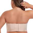 Lusait Women's Longline Strapless Bra Underwired Full Coverage Corset Bra Push Up Boned Hide Back Fat Beige 38C (Beige)