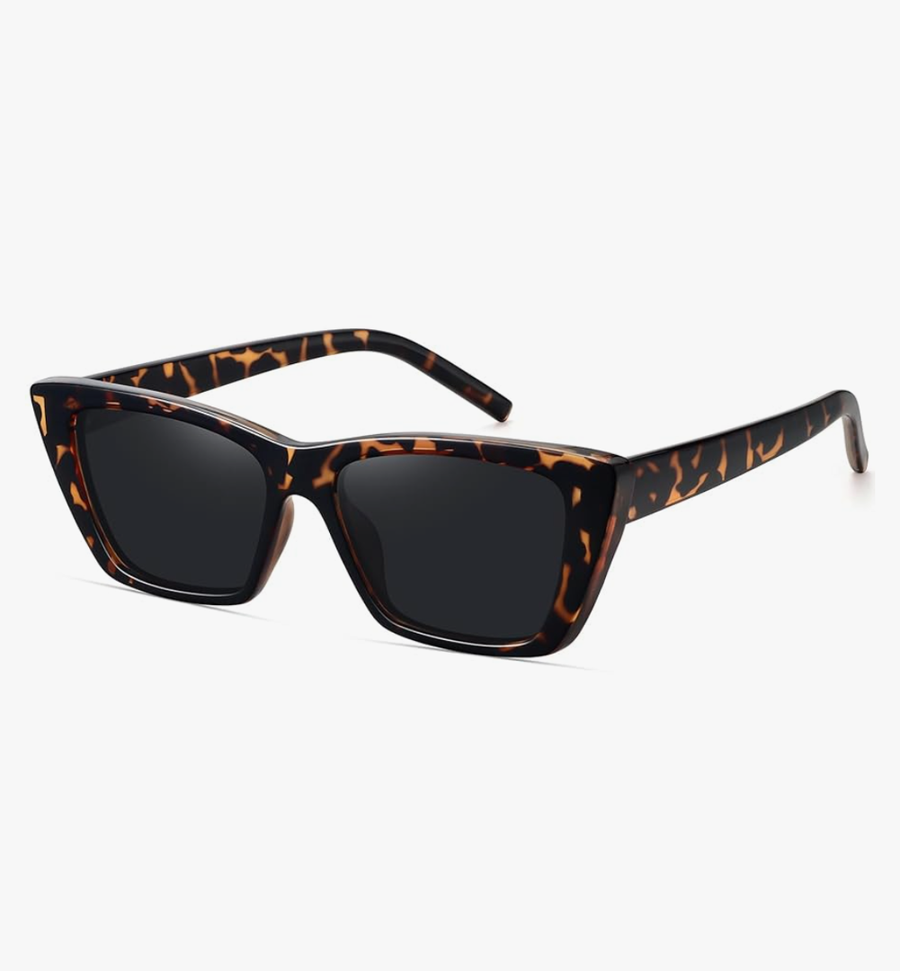 WOWSUN Narrow Small Vintage Polarized Cat Eye Sunglasses for Women