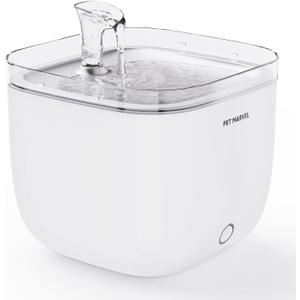 Pet Marvel Kitty Spout Cat Water Fountain, 2L/68oz Water Fountains for Cats Indoor with Ultra Quiet Wireless Pump, Detachable Automatic Pet Dispenser with Replacement Filter, BPA-Free, White