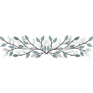 Hotop 2 Pieces Metal Tree Leaf Wall Decor Vine Olive Branch Leaf Wall Art Wrought Iron Scroll Sculptures Above the Bed, Living Room, Outdoor Decoration(Fresh Style,Fresh Color)