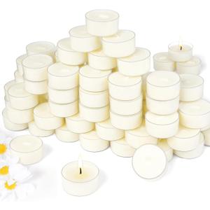 Soy Tealight Candles 120 Pack, 6 Hours Long Burning Tealights Candles Bulk, Natural Soy Wax Tea Light Candle Paraffin-Free, Unscented Small Tea Candle for Emergency,Dinner (White)