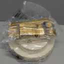 YOUBET 125PCS Scalloped Plastic Plates - Ivory Scalloped Disposable Plates - Gold Plastic Dinnerware Set Include 50 Plates, 75 Gold Silverware for Party & Wedding