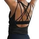 OYANUS Womens Summer Workout Tops Sexy Backless Yoga Shirts Open Back Activewear Running Sports Gym Tank Tops (Black, M)