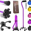 LIXIANG Walking Canes Stablize Women Quad Canes for Seniors & Adults Foldable Adjustable for Men & Women Heavy Duty Freestanding Cane for People with Leg Injuries 3 footings (Purple01)