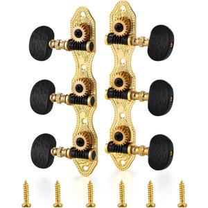 Vangoa 3L3R 6 Pieces Guitar String Tuning Pegs Tuner Machine Heads Knobs Tuning Keys for Classical Guitar, (Short Black, Black Button)