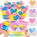 12 Pack Valentine's Day Galaxy Slime Gift kit with Loving Heart Charm, Greeting Card, Clear Slime for Birthday Easter Party Favor, Soft Non-Sticky Sensory Toys for Girls and Boys 6 7 8 9 10 11 12