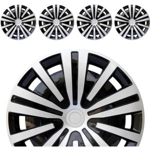 Hubcap Wheel Cover Replacement R15 Hub Caps Universal Wheel Rim Cover ABS Material Exterior Accessories Snap On Car Truck SUV -Set of 4 (15-Inch, Silver-Black)