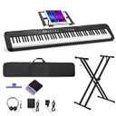 88 Key Digital Piano, Semi Weighted Electronic Keyboard Piano with Music Stand, Power Supply, Sustain Pedal, Bluetooth, Carrying Case, Headphones, USB-MIDI Compatibility, for Beginner Professional