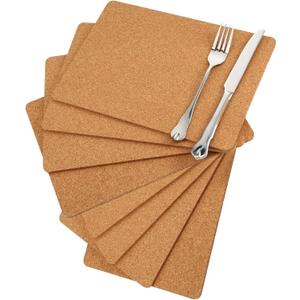 Boao 8 Pack Rectangle Cork Board Coasters for Hot Dishes 11'' x 8'' Cork Trivet Placemat Hot Pad Sheet Heat Resistant for Kitchen Countertops Table Pots Pans Restaurant Cafe Wedding Supplies