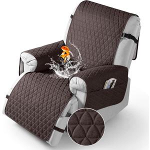 TAOCOCO 100% Waterproof Recliner Cover - Recliner Cover with Non-Slip Granule, Recliner Chair Covers with Elastic Band, Recliner Chair Covers for Reclining Chair(Chocolate, Small-22'')