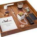 Serving Tray with Handles, 22 inch Large Square Ottoman Tray Coffee Table Tray, Wooden Trays Decorative Trays for Party, Food Serving, Breakfast, Dinner, Coffee Tea, Appetizers