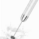 Maestri House Rechargeable Milk Frother, LunaFro Mini Handheld Electric Foam Maker Detachable Stainless Steel Whisk Drink Mixer Foamer Mini Blender for Matcha, Lattes, Cappuccino, No Stand (White and Silver)