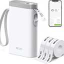 Nelko Label Maker Machine with Tape, P21 Bluetooth Label Printer with 3 Tapes, Wireless Mini Label Makers with Multiple Templates Icon Font Custom for School Office Home, White