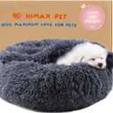 Himax Dog Beds for Small Dogs, Donut Dogs Beds with Blanket Attached, Calming Dog Bed Washable, Grey, S