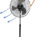 Vie Air 18 Inch Industrial Heavy Duty Pedestal Oscillating Metal Stand Fan, Black