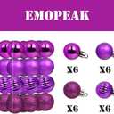 3 x Emopeak 24Pcs Christmas Balls Ornaments for Xmas Christmas Tree - 4 Style Shatterproof Christmas Tree Decorations Hanging Ball for Holiday Wedding Party Decoration (Purple, 1.3"/3.2CM)