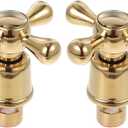 Uonlytech Gold Knobs 2pcs Faucet Knob Shower Faucet Handle Cross Faucet Tap Kitchen Faucet Handle Tap Head Replacement Goldendoodle Accessories Hot Cold Faucet Handles Brass Hot and Knobs (6.2X2.7cmx2pcs)