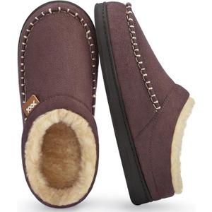 ATHMILE Mens Slippers Fuzzy Cozy Memory Foam Slip On Moccasin Warm House Slippers for Indoor Outdoor Non-Slip Sole (10-11, Coffee)