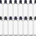 ljdeals 8 oz Clear Plastic Empty Bottles with Black Disc Top Caps, Refillable Containers for Shampoo, Lotions, Cream and More Pack of 20, BPA Free, Made in USA