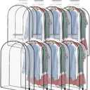 Windyun 8 Pcs 10" Clear Gusseted Garment Bags for Hanging Clothes 40" Transparent Dress Bags with Full Zipper Garment Covers for Closet Storage Coats Jackets Shirts Suits, Plastic