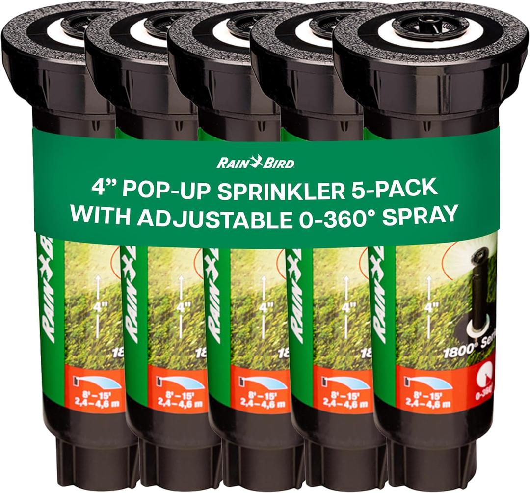 Rain Bird 1804 Spray Head with 15van Nozzle; 0 to 360 Adjustable; 15' Radius (Pack of 5)