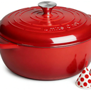 Umite Chef 6QT Enameled Cast Iron Dutch Oven with Lid, Versatile HeavyDuty Cookware Pot for Baking Bread, Braising, Soups & Stews, Oven & Stovetop Safe with Heat Resistant Gloves（Red）