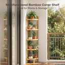 2026 New Bamboo Standing Shelf, 5 Tier Corner Shelf Stand, Free-Standing Shelf Units, Triangular Curved Corner Shelf Stand for Space-Saaving Display Ideal for Bathroom/Kitchen/Living Room Storage