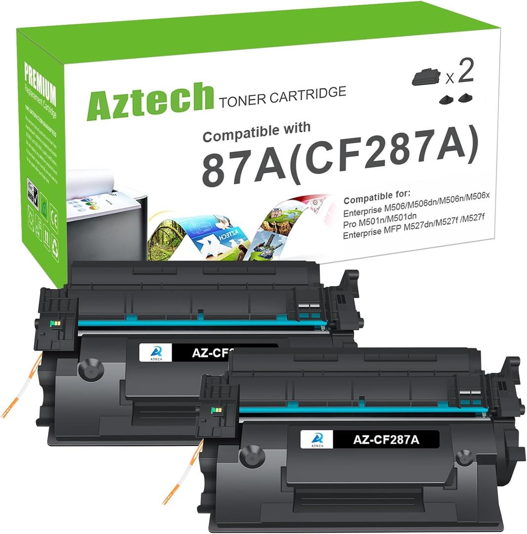 CF287A 87A Toner Cartridge for HP Printer Black M501 M506 CF287X 87X Compatible for HP LaserJet Enterprise Pro M501 M506 M501dn M506dn M506n M506x MFP M527dn M527f M527 Series Printer Ink 2 Pack