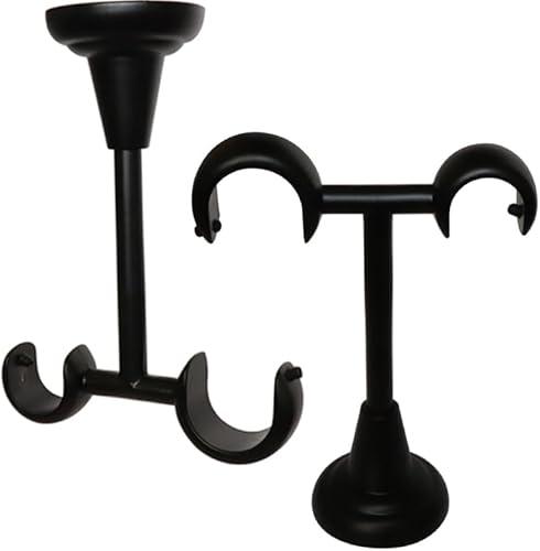 Refila 2 Pack Diameter 0.75 in/1 in (19mm/25mm) Double Curtain Rod Bracket - Modern Ceiling Mount Double