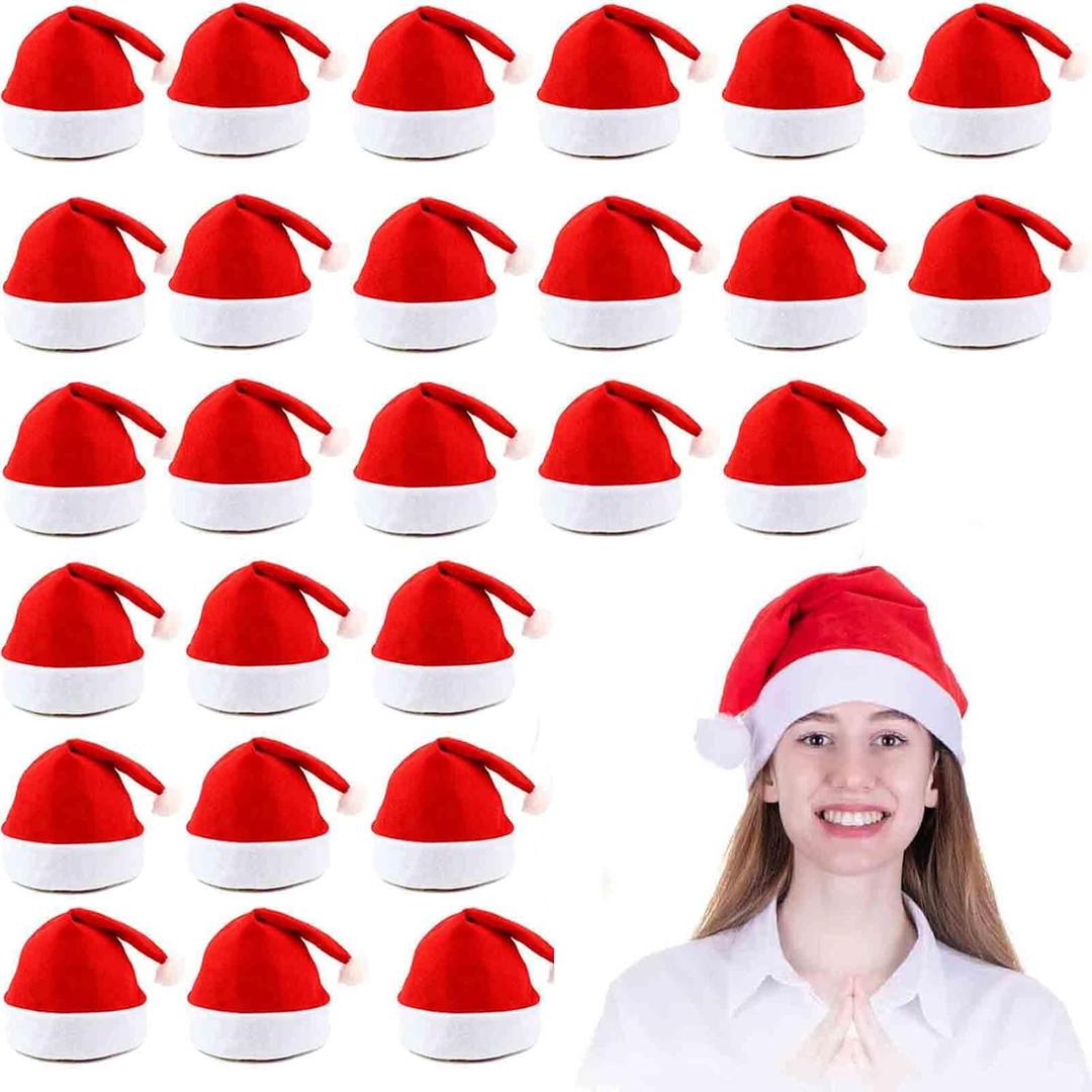 MNKXL Santa Hats Bulk for Adults,Christmas Hats Plus Size,Mens Womens Thickened Red Santa Claus Hat for Xmas Party