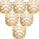 Potchen 6 Pieces Crystal Tealight Candle Holders Bulk, Votive Candle Holder Stands with Diamond Design for Table Centerpieces Wedding Party Home Decor and Holiday Favors (Gold)