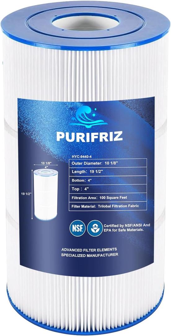 C100S Pool Filter Compatible with Hayward CX100XRE, Hayward SwimClear C100S, PA100S, Ultral-D3, Upgraded Fabric 100 Sq. Ft, L x OD:28 3/16" x 10 1/8", 1-Pack